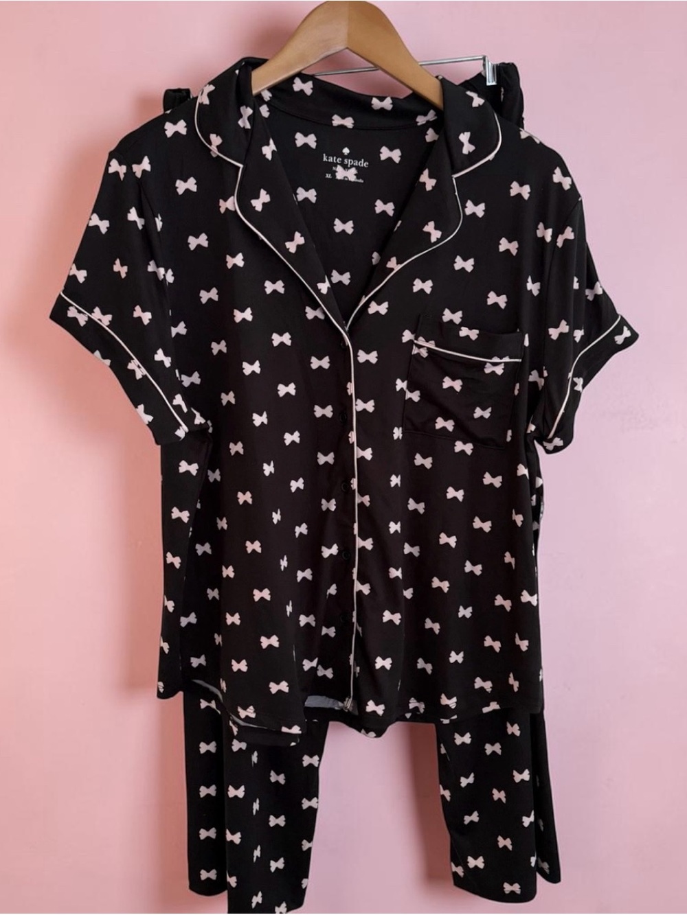 kate spade Black with Bows-Print  Pajama Set